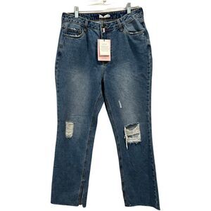 Avec Les Filles High Rise Denim split side hem jeans Womens 30 NWT